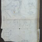 Drawing Antique Studio Face Human Pencil On Basket Years 40 Sketch P28.6