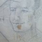 Drawing Antique Studio Face Human Pencil On Basket Years 40 Sketch P28.6