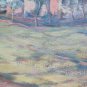 Painting Antique Original oil On Board landscape IN Flower With Trees Spring