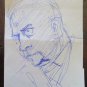 Antique Drawing Years Fifty Portrait Male Studio Sketch Original P28.5