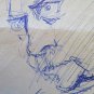 Antique Drawing Years Fifty Portrait Male Studio Sketch Original P28.5