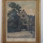 Engraving Antique Watercolour Signed View City Denmark with Frame R108