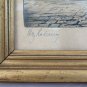 Engraving Antique Watercolour Signed View City Denmark with Frame R108
