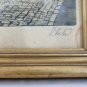 Engraving Antique Watercolour Signed View City Denmark with Frame R108