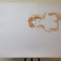 Painting Modern Technical Mixed On Cardboard Portrait Feminine Frost P33.1