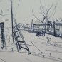 Old Preparatory Sketch landscape Of Painter G.Pancaldi 1922-2014 P28.7