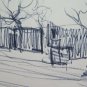 Old Preparatory Sketch landscape Of Painter G.Pancaldi 1922-2014 P28.7