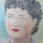 Antique Portrait Feminine Drawing Pencil On Basket Years Quaranta '40 1940 P28