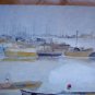Boats Of Fisherman IN La Cale Sea Old Painting oil Signed MD6