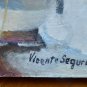 Boats Of Fisherman IN La Cale Sea Old Painting oil Signed MD6