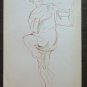 Drawing Sketch On Basket Figure Eastern Feminine Portrait Vintage P28.7