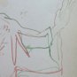 Drawing Sketch On Basket Figure Eastern Feminine Portrait Vintage P28.7