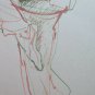 Drawing Sketch On Basket Figure Eastern Feminine Portrait Vintage P28.7