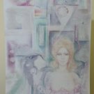 24 13/16x31 1/8in Painting Nude Feminine Portrait With Technical Frost Vintage
