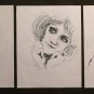 Three Old drawings Sketching Portrait Expression Face Feminine Sketch P28.8