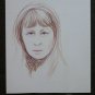 Old Sketch Drawing Pencil On Basket Portrait Feminine Years' 40 P28.6