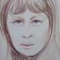 Old Sketch Drawing Pencil On Basket Portrait Feminine Years' 40 P28.6