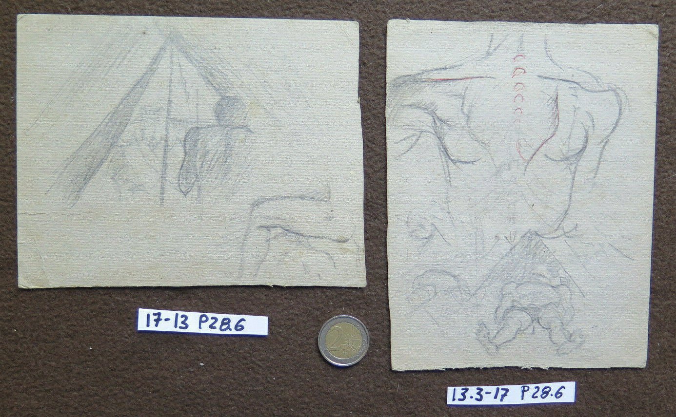 Two Antique drawings Sketching With Studio For Body Human Years' 40 P28.6