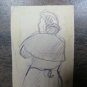 Antique Drawing Pencil On Basket Portrait Of Woman Years Fifty Original P28