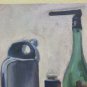 Painting Modern oil Inside Workshop With Tools Of Craft Antique Signed