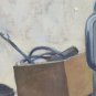Painting Modern oil Inside Workshop With Tools Of Craft Antique Signed