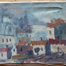 Old Painting oil On Linen Years 50 View Country Spain Painting Vintage MD3