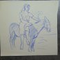 Drawing Antique Sketch Pen On Card Female Figure IN Dorso By Mule P28
