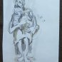 Drawing Period Portrait Mother With Son Pencil And Watercolour On Basket P28.7