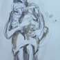 Drawing Period Portrait Mother With Son Pencil And Watercolour On Basket P28.7