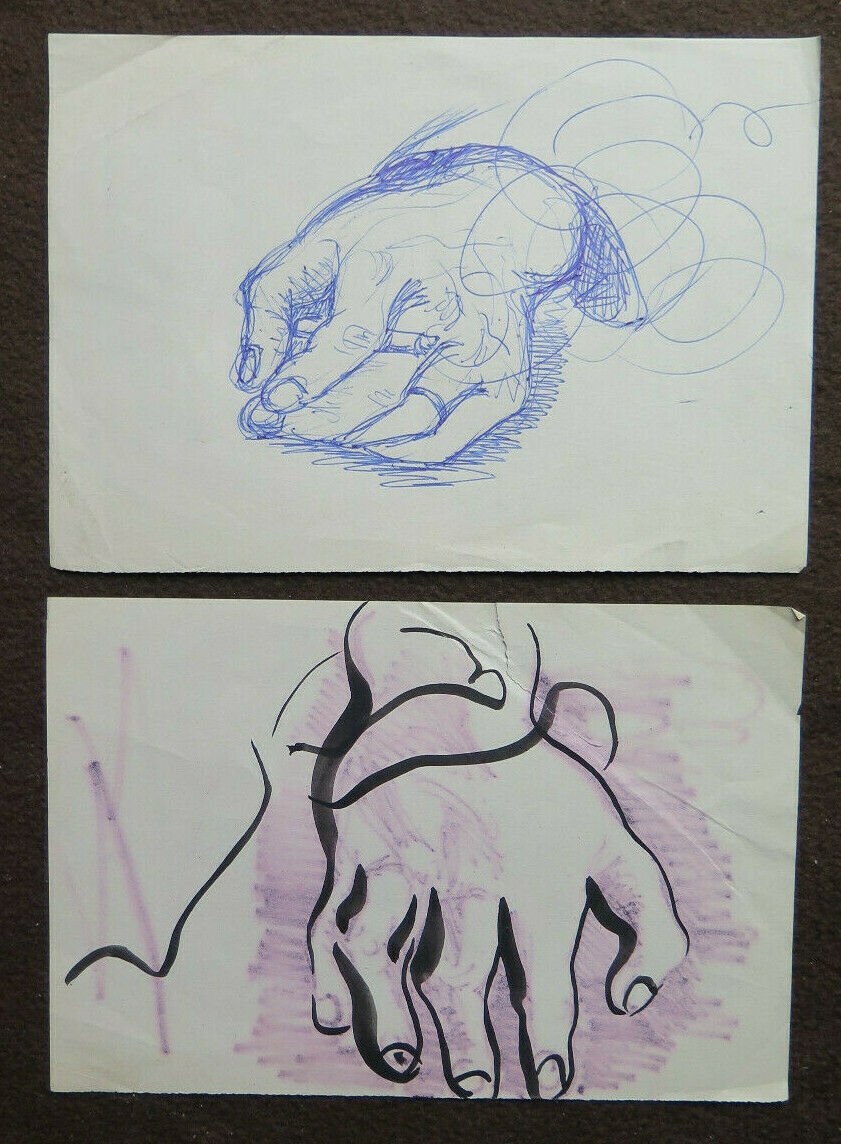 Two Old drawings Sketching With Studio For Hands Opera Painter G.Pancaldi P28.8