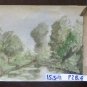 16 Old Sketching Painted To Watercolour On Basket landscape Miniature P28.4