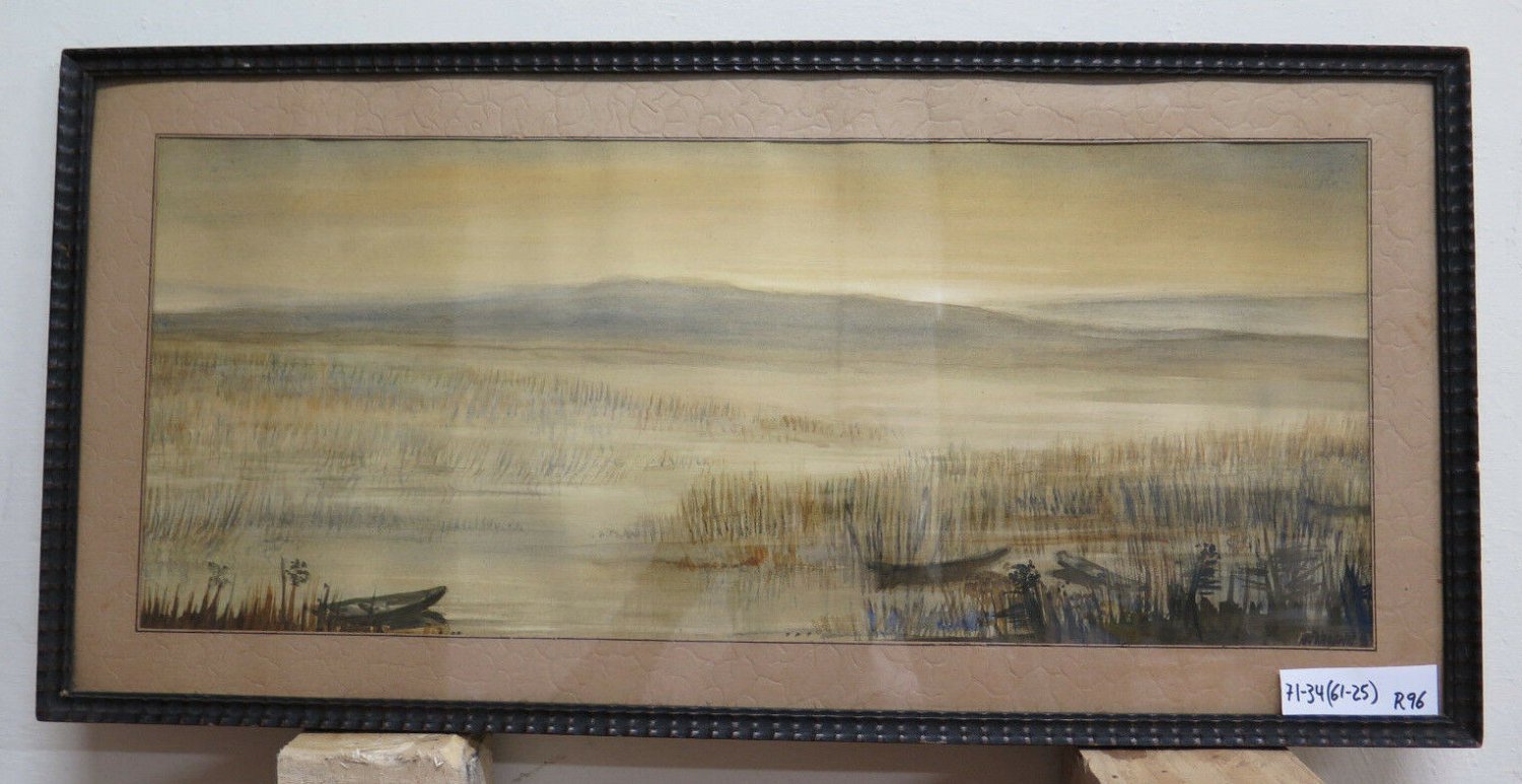 Painting Antique Painting Watercolour landscape Denmark Scandanavia Signed R96