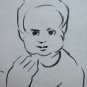 Drawing Sketch On Basket Shapes Mothers Child Portrait Vintage Painter P28.7