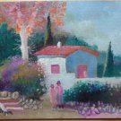 Romantic View by Country Painting Vintage Signed Painter V.Segura Spain MD1