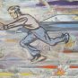 37x22 13/16in Painting Vintage Technical Frost Cars Traffic Chaos Stress Smog