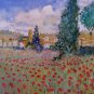 Landscape Countryside Spanish Old Painting Signed Segura Meadow Poppies MD9