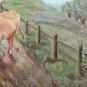 Painting oil On Linen Signed landscape Countryside Animals R93