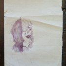 Portrait Of Lady Old Drawing Sketch Pen On Basket Of G.Pancaldi P28.5