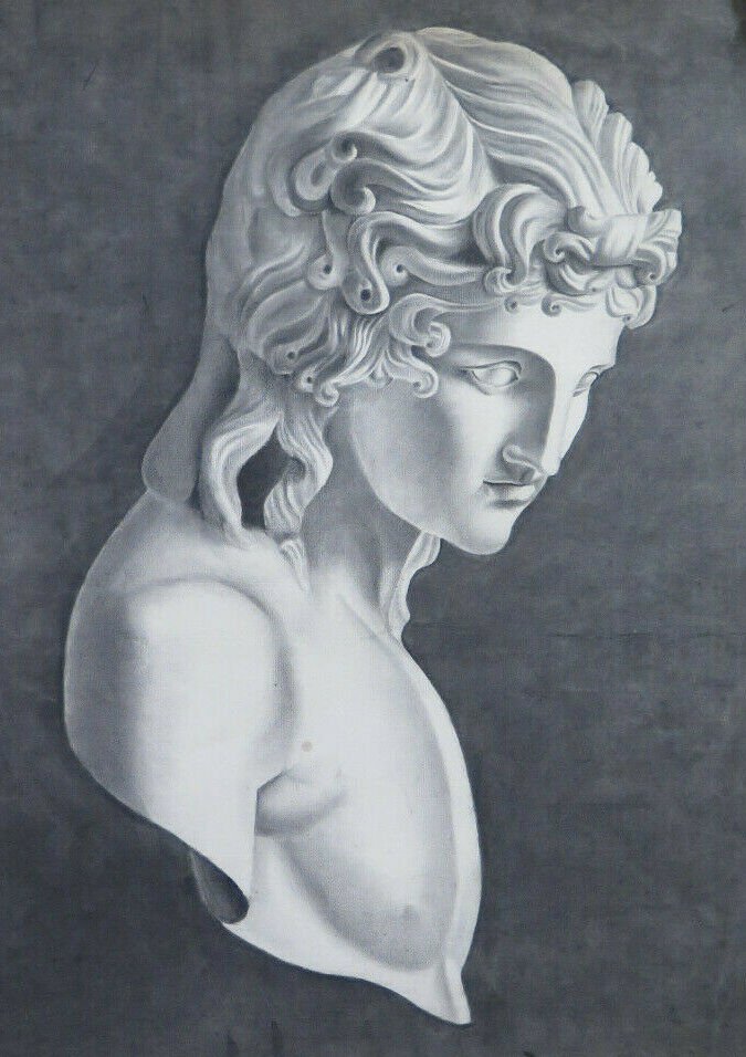 Drawing Antique Bust Nude For Sculpture Classic Painting for Framing BM53.3