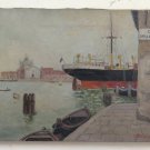 Painting Antique landscape Venice Calla Of Squero Painter Dolphin Gagnor BM38