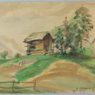 Small Painting Years 50 landscape Chemin-Dessus Martigny Swiss Signed BM53.2