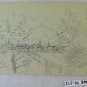 Drawing Antique Signed Bischoff Years 40 landscape Alpine Alps Swiss BM53.2