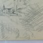 Drawing Antique Signed Bischoff Years 40 landscape Alpine Alps Swiss BM53.2