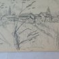 Drawing Antique Signed Bischoff Years 40 landscape Alpine Alps Swiss BM53.2