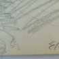 Drawing Antique Signed Bischoff Years 40 landscape Alpine Alps Swiss BM53.2