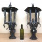 Two Old Lampposts Lantern Lamp Chandelier Wrought Iron Forged by Hand Ch