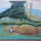 Old Painting Sketch oil On Board landscape Campi Signed Spain '900 MD1