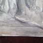 Antique Painted Sketch White And Black Bleak landscape Winter D'Author P28.4