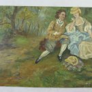 Painting Vintage Painting oil On Board Scene Style Rococo Lovers landscape BM38