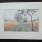 Old Painting To Watercolour Signed Pancaldi landscape Country 7/8x5 1/8in
